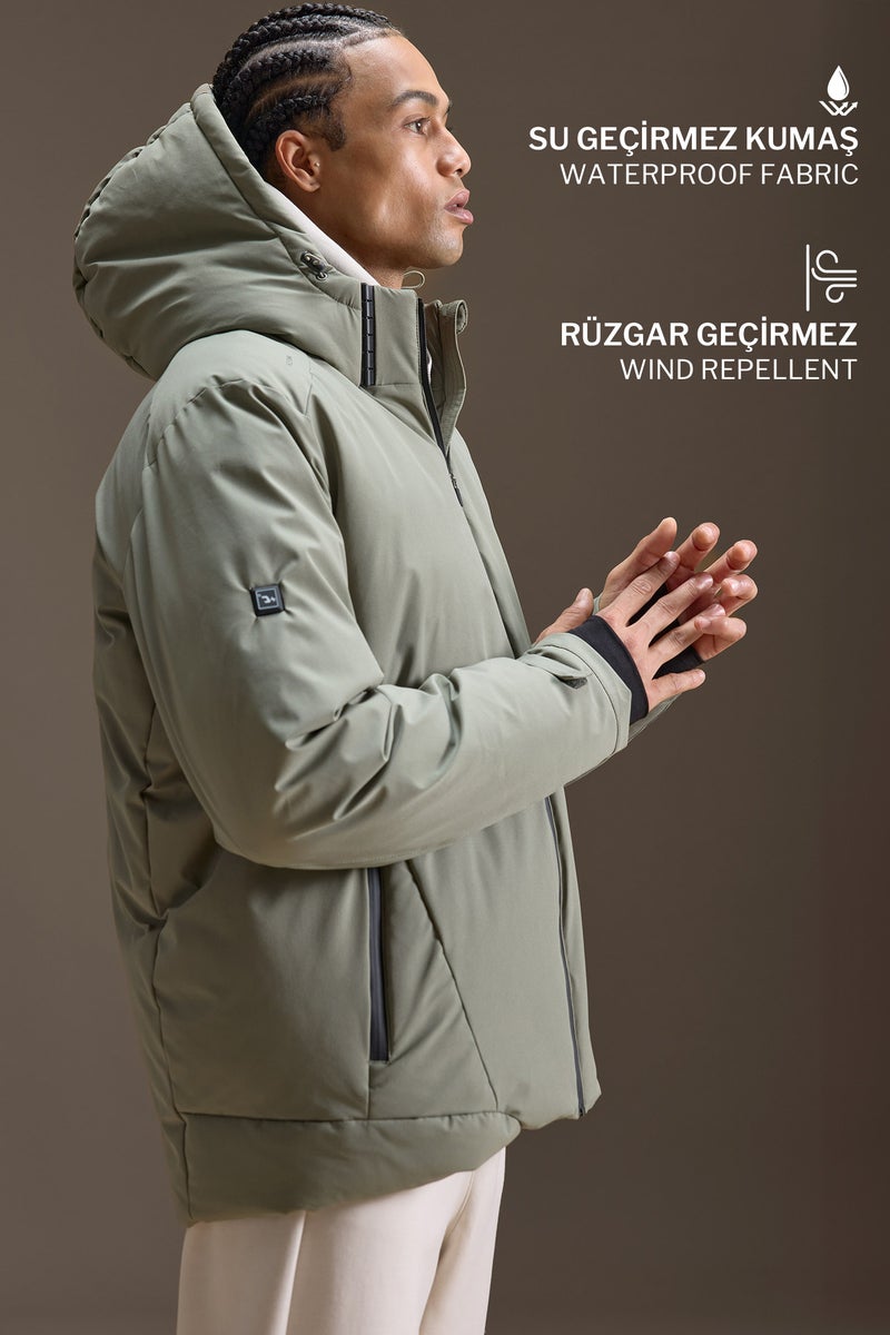 DeFacto Green Man Regular Fit Windproof Waterproof USB Heated Puffer Jacket Casual - Image 1